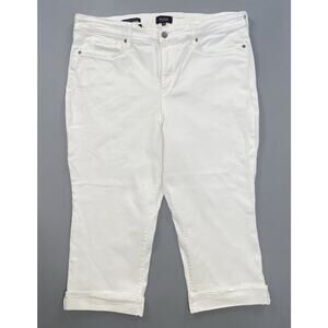 NYDJ Lift/Tuck Marilyn Straight Crop/Cuffed Stretch Jeans. White, Women's 16 EUC